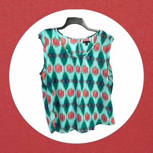 Gap New w Tag Turquoise Red Pink Purple Orange Sleeveless SW Look Blouse  Wm XL